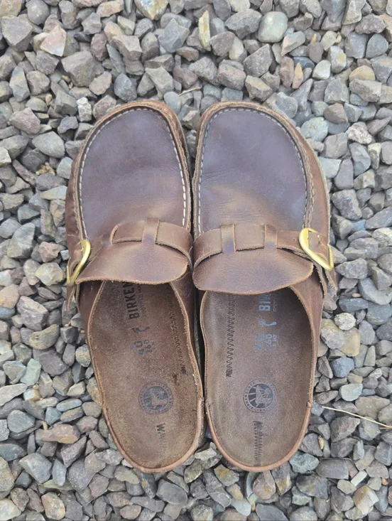 Birkenstock Buckley Brown Leather Slip-On Buckle Shoes - Picture 4 of 8